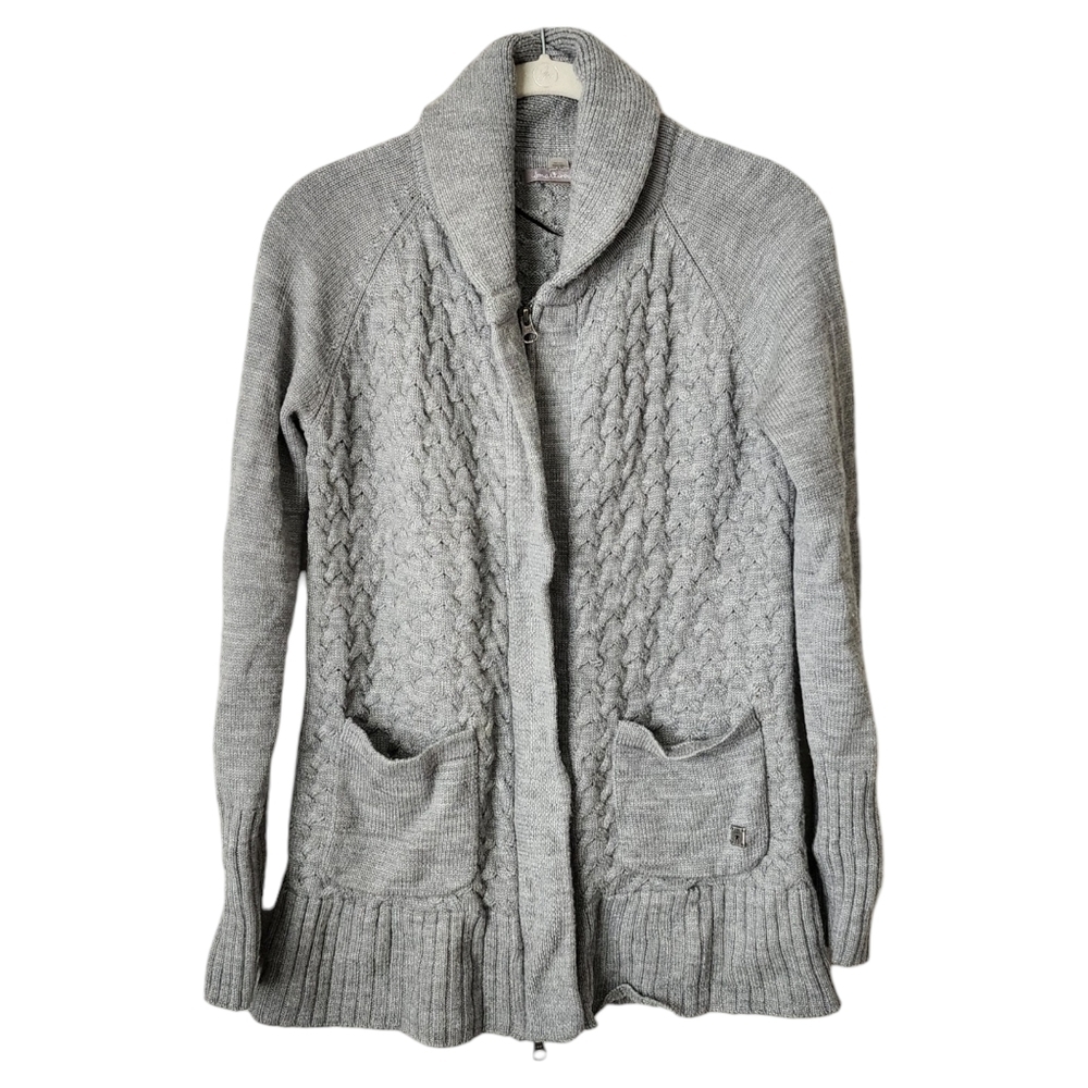 SMARTWOOL Hesperus Full Zip Cardigan Sweater 100%‎ Merino Wool in grey Small
